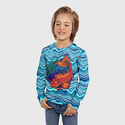 Лонгслив детский Fishing planet Огненная рыба, цвет: 3D-принт — фото 2