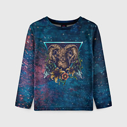 Лонгслив детский Космос, баран и цветы, цвет: 3D-принт