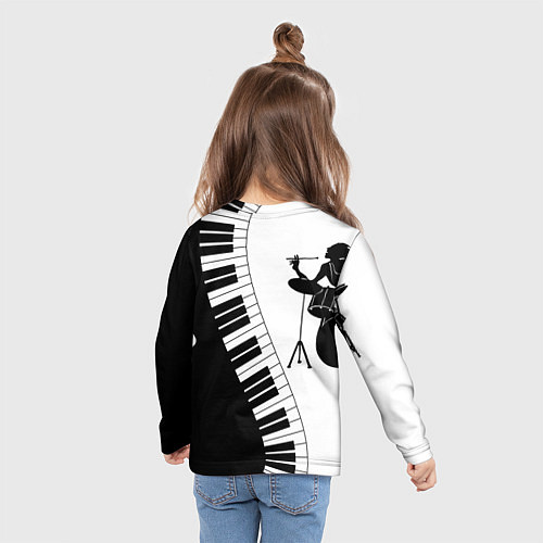 Детский лонгслив Черно Белое пианино / 3D-принт – фото 6