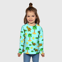 Лонгслив детский Черепашки и пальмы, цвет: 3D-принт — фото 2