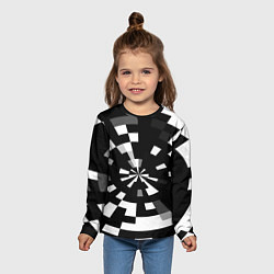 Лонгслив детский Черно-белый фон иллюзии, цвет: 3D-принт — фото 2