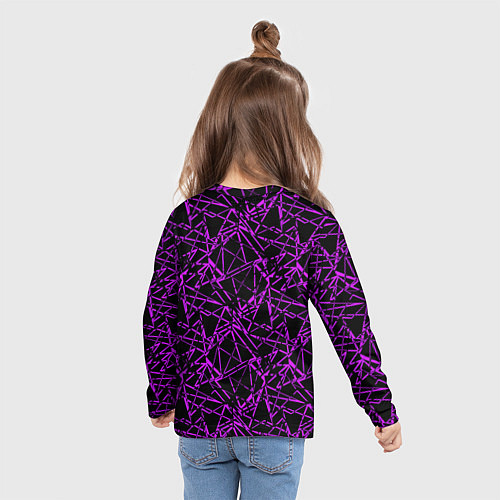 Детский лонгслив Фиолетово-черный абстрактный узор / 3D-принт – фото 6