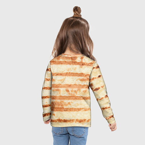 Детский лонгслив ЛАВАШ ТОНКИЙ ПЛОСКИЙ ХЛЕБ / 3D-принт – фото 6