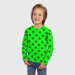 Лонгслив детский Звездный фон зеленый, цвет: 3D-принт — фото 2