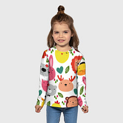 Лонгслив детский Головы милых животных, цвет: 3D-принт — фото 2