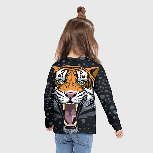 Детский лонгслив Амурский тигр в ночи / 3D-принт – фото 6
