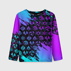 Детский лонгслив GENSHIN NEON PATTERN SYMBOL НЕОН ЭМБЛЕМЫ