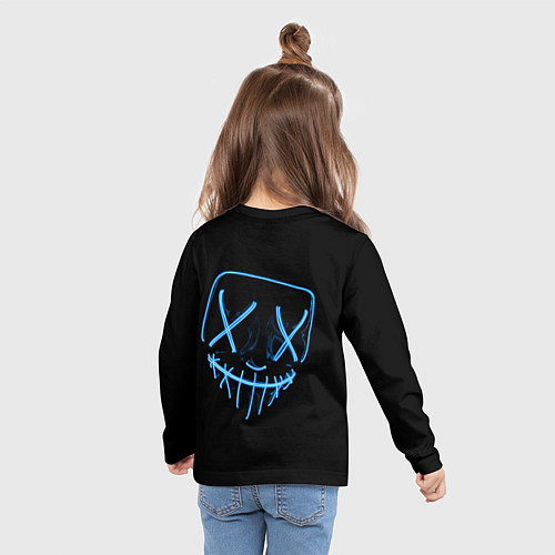 Детский лонгслив Неоновая маска Хэллоуина / 3D-принт – фото 6