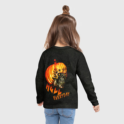 Детский лонгслив Helloween череп тыква scull pumkin / 3D-принт – фото 6