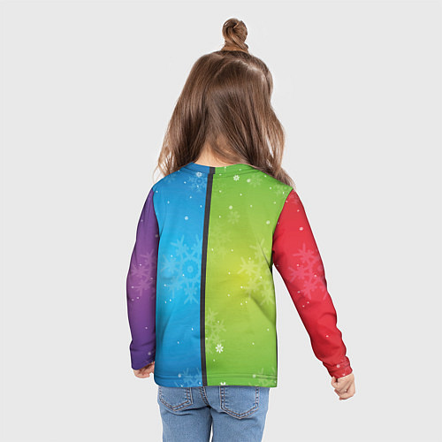 Детский лонгслив Цветное рождество Snowflake / 3D-принт – фото 6