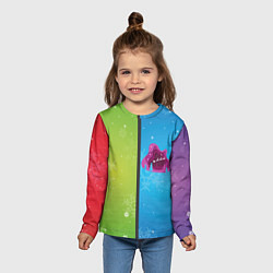 Лонгслив детский Цветное рождество Snowflake, цвет: 3D-принт — фото 2