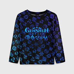 Лонгслив детский Genshin Impact NEON PATTERN SYMBOL, цвет: 3D-принт