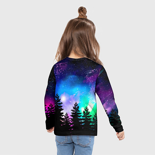 Детский лонгслив Космический лес, елки и звезды / 3D-принт – фото 6