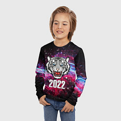 Лонгслив детский ЧЁРНЫЙ ТИГР НОВЫЙ ГОД 2022 GRAY TIGER NEW YEAR, цвет: 3D-принт — фото 2
