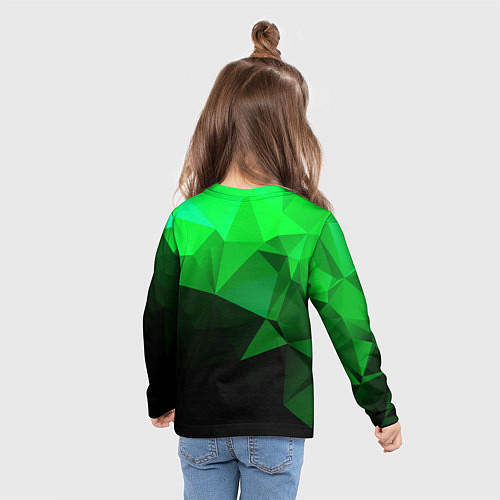 Детский лонгслив Изумрудный Зеленый Геометрия / 3D-принт – фото 6