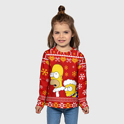 Лонгслив детский Новогодний Гомер и Барт Симпсоны, цвет: 3D-принт — фото 2