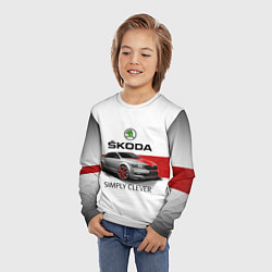 Лонгслив детский Skoda Rapid Sport, цвет: 3D-принт — фото 2