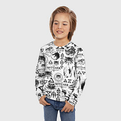 Лонгслив детский THE WITCHER LOGOBOMBING ЧЁРНО БЕЛЫЙ ВЕДЬМАК ПАТТЕР, цвет: 3D-принт — фото 2