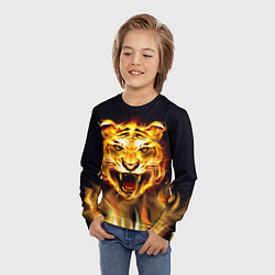 Лонгслив детский Тигр В Пламени, цвет: 3D-принт — фото 2