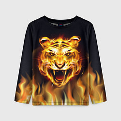 Лонгслив детский Тигр В Пламени, цвет: 3D-принт