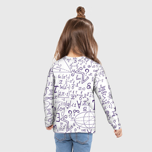Детский лонгслив МАТЕМАТИЧЕСКИЕ ФОРМУЛЫ НАУКА / 3D-принт – фото 6