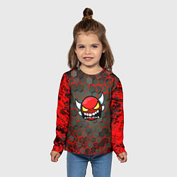 Лонгслив детский Geometry Dash красные соты, цвет: 3D-принт — фото 2