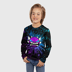 Лонгслив детский Geometry Dash - Грозовой смайл, цвет: 3D-принт — фото 2