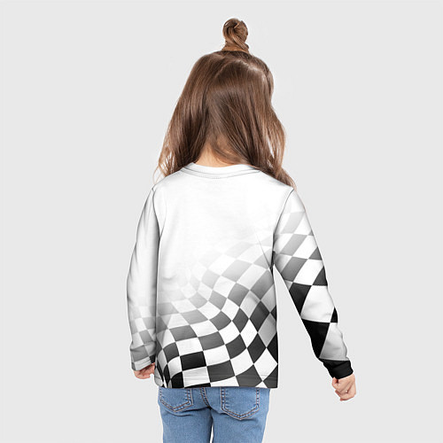 Детский лонгслив MERCEDES, МЕРСЕДЕС СПОРТ, ФИНИШНЫЙ ФЛАГ, ФОРМУЛА 1 / 3D-принт – фото 6