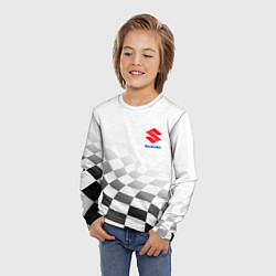 Лонгслив детский Suzuki, Сузуки Спорт, Финишный флаг, цвет: 3D-принт — фото 2