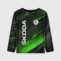 Лонгслив детский SKODA GEOMETRY STRIPES GREEN NEON, цвет: 3D-принт