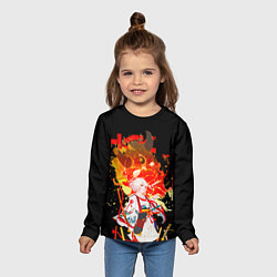 Лонгслив детский Девушка Самурай в белом кимоно, цвет: 3D-принт — фото 2