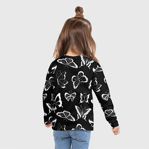 Детский лонгслив Адель летящие бабочки / 3D-принт – фото 6