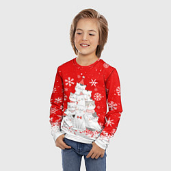 Лонгслив детский КОТОЁЛКА на новый год, цвет: 3D-принт — фото 2