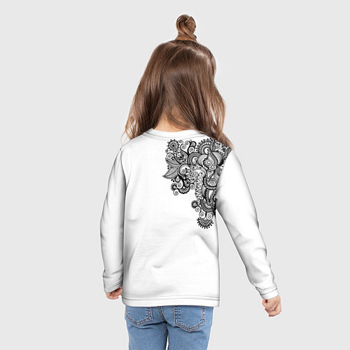 Детский лонгслив Черно Белые КруЖева / 3D-принт – фото 6