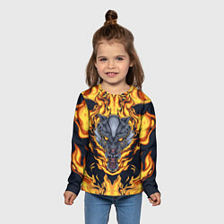 Лонгслив детский Маска тигра в огне, цвет: 3D-принт — фото 2