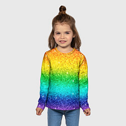 Лонгслив детский Блестки радуга, цвет: 3D-принт — фото 2