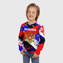 Лонгслив детский Russia Геометрия патриотизм, цвет: 3D-принт — фото 2