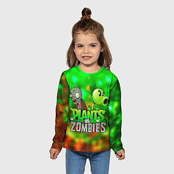 Лонгслив детский Plants vs Zombies горохострел и зомби, цвет: 3D-принт — фото 2