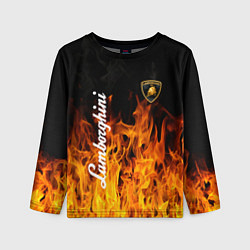 Лонгслив детский Lamborghini пламя огня, цвет: 3D-принт