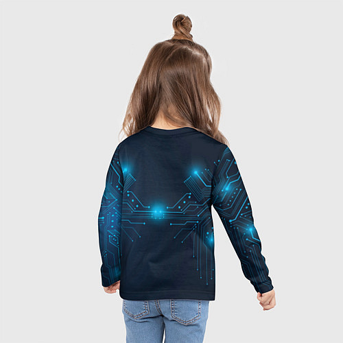 Детский лонгслив Cyberpunk Неоновая микросхема / 3D-принт – фото 6