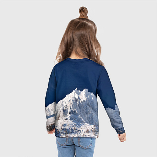 Детский лонгслив Снежные горы, синие небо / 3D-принт – фото 6