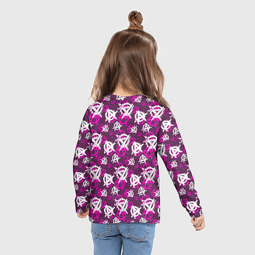 Детский лонгслив Знаки разноцветные / 3D-принт – фото 6