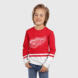 Лонгслив детский Detroit Red Wings, Детройт Ред Уингз Диагональные, цвет: 3D-принт — фото 2