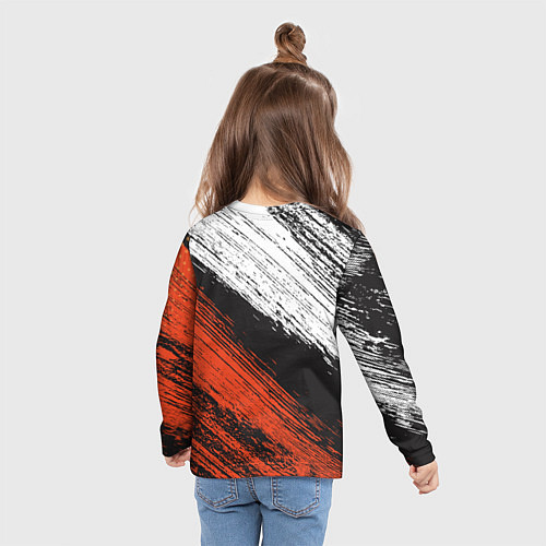 Детский лонгслив БЕЛО-РЫЖИЙ ГРАНЖ / 3D-принт – фото 6