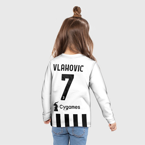 Детский лонгслив ВЛАХОВИЧ ЮВЕНТУС VLAHOVIC JUVENTUS / 3D-принт – фото 6