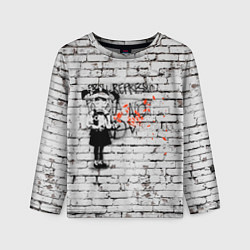 Лонгслив детский Banksy Девочка в Противогазе Бэнкси, цвет: 3D-принт