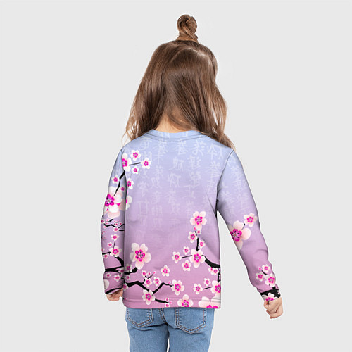 Детский лонгслив ASTRO ЦВЕТЫ САКУРЫ / 3D-принт – фото 6