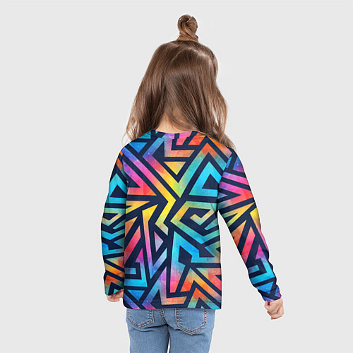 Детский лонгслив Разноцветный скелет динозавра / 3D-принт – фото 6