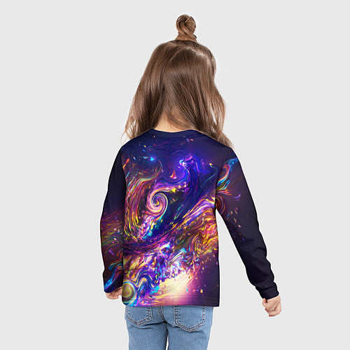Детский лонгслив Neon space pattern 3022 / 3D-принт – фото 6