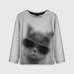 Лонгслив детский Крутой кот в очках в тумане, цвет: 3D-принт